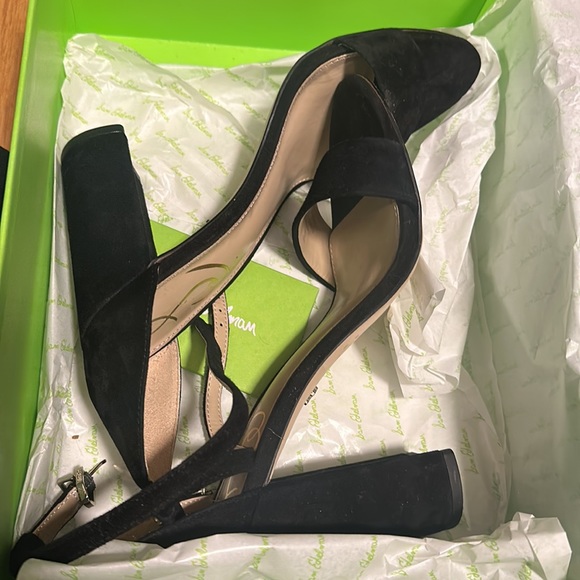 Black open toe heels suede - Picture 2 of 7